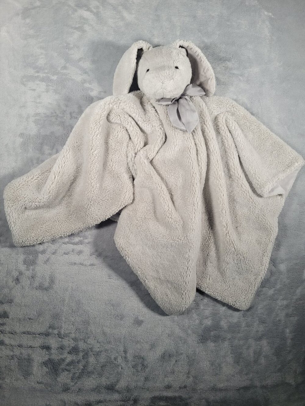 POTTERY BARN KIDS Monique Lhuillier Gray Bunny Baby Blanket Lovey Huge 30x30